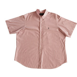 Ralph Lauren Short Sleeve Classic Fit Red Striped Button Down Cotton XXL